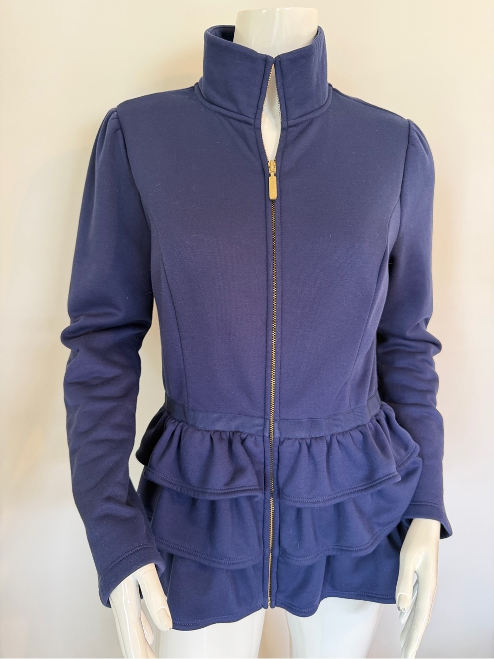 Lilly Pulitzer Azela Ruffle Fleece Navy Jacket Size M - Picture 4 of 9